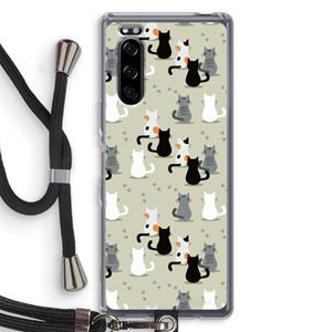 CaseCompany Katten: Sony Xperia 5 Transparant Hoesje met koord
