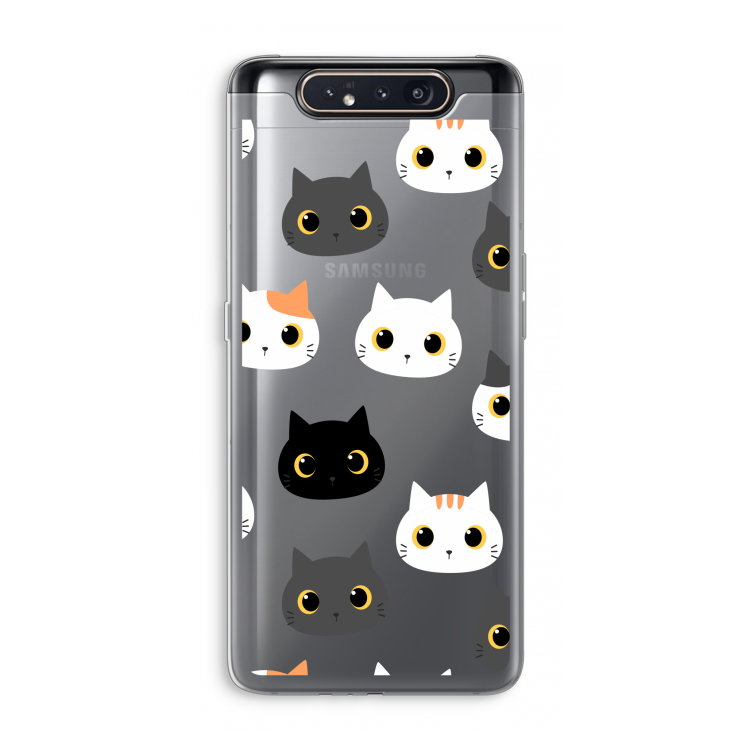 CaseCompany Katten: Samsung Galaxy A80 Transparant Hoesje