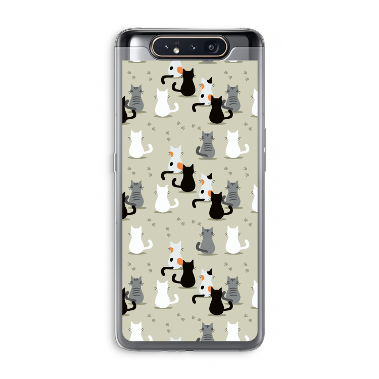 CaseCompany Katten: Samsung Galaxy A80 Transparant Hoesje