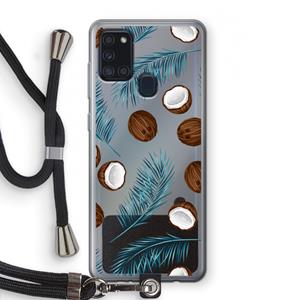 CaseCompany Kokosnoot roze: Samsung Galaxy A21s Transparant Hoesje met koord