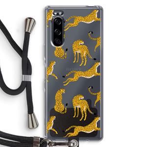 CaseCompany Luipaard: Sony Xperia 5 Transparant Hoesje met koord