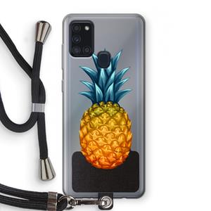 CaseCompany Grote ananas: Samsung Galaxy A21s Transparant Hoesje met koord