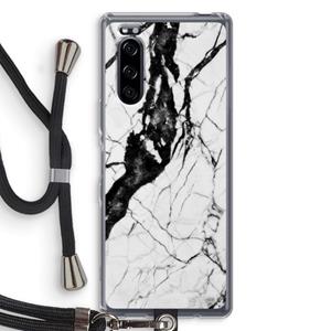 CaseCompany Witte marmer 2: Sony Xperia 5 Transparant Hoesje met koord