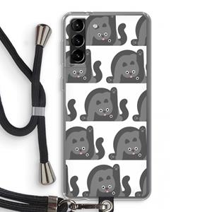 CaseCompany Cats: Samsung Galaxy S21 Plus Transparant Hoesje met koord