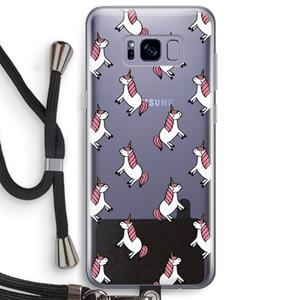 CaseCompany Eenhoorns overal: Samsung Galaxy S8 Plus Transparant Hoesje met koord