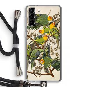 CaseCompany Carolinaparkiet: Samsung Galaxy S21 Plus Transparant Hoesje met koord