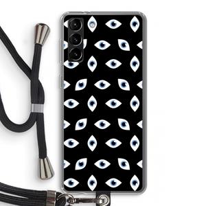 CaseCompany Eyes pattern: Samsung Galaxy S21 Plus Transparant Hoesje met koord