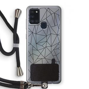 CaseCompany Geometrische lijnen zwart: Samsung Galaxy A21s Transparant Hoesje met koord