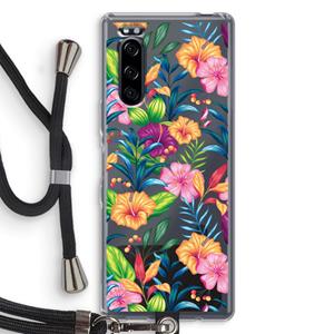CaseCompany Tropisch 2: Sony Xperia 5 Transparant Hoesje met koord