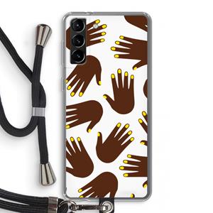 CaseCompany Hands dark: Samsung Galaxy S21 Plus Transparant Hoesje met koord