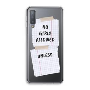 CaseCompany No Girls Allowed Unless: Samsung Galaxy A7 (2018) Transparant Hoesje