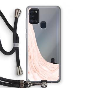 CaseCompany Peach bath: Samsung Galaxy A21s Transparant Hoesje met koord
