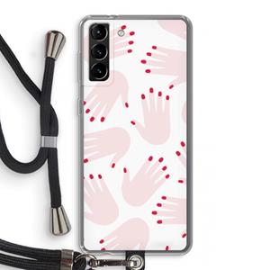 CaseCompany Hands pink: Samsung Galaxy S21 Plus Transparant Hoesje met koord