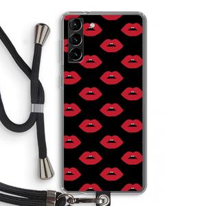CaseCompany Lips: Samsung Galaxy S21 Plus Transparant Hoesje met koord