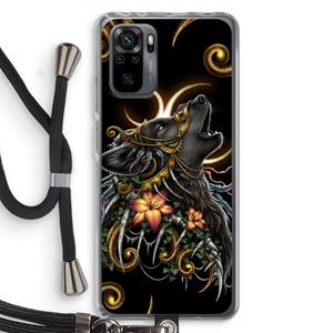 CaseCompany Huilende Wolf: Xiaomi Redmi Note 10 Pro Transparant Hoesje met koord