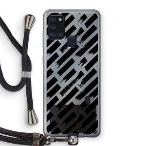 CaseCompany Zwarte vegen: Samsung Galaxy A21s Transparant Hoesje met koord