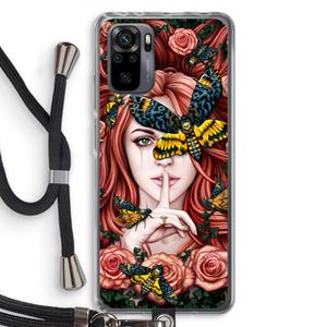 CaseCompany Lady Moth: Xiaomi Redmi Note 10 Pro Transparant Hoesje met koord