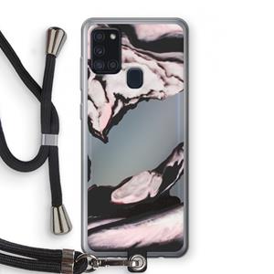 CaseCompany Roze stroom: Samsung Galaxy A21s Transparant Hoesje met koord