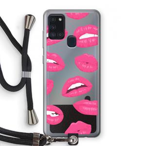 CaseCompany Bite my lip: Samsung Galaxy A21s Transparant Hoesje met koord
