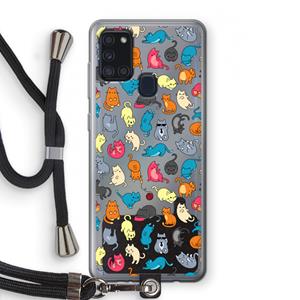 CaseCompany Kleurrijke katten: Samsung Galaxy A21s Transparant Hoesje met koord