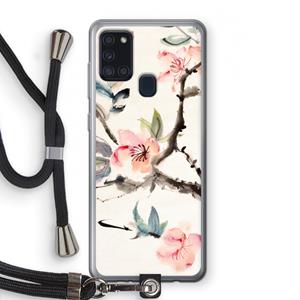 CaseCompany Japanse bloemen: Samsung Galaxy A21s Transparant Hoesje met koord