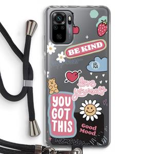 CaseCompany Positivity: Xiaomi Redmi Note 10 Pro Transparant Hoesje met koord