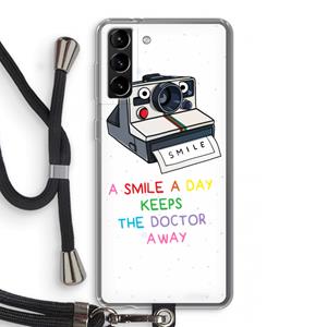 CaseCompany Smile: Samsung Galaxy S21 Plus Transparant Hoesje met koord