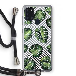 CaseCompany Geometrische jungle: Samsung Galaxy A21s Transparant Hoesje met koord