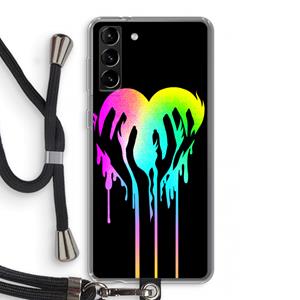 CaseCompany Hold My Heart: Samsung Galaxy S21 Plus Transparant Hoesje met koord