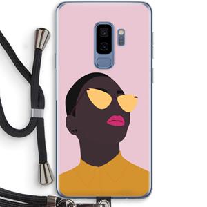 CaseCompany Yellow glasses: Samsung Galaxy S9 Plus Transparant Hoesje met koord