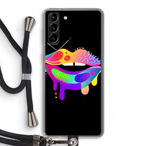 CaseCompany Lip Palette: Samsung Galaxy S21 Plus Transparant Hoesje met koord