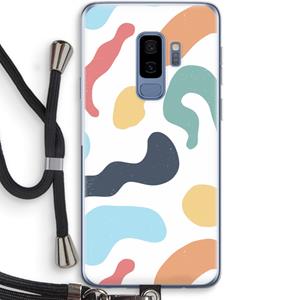 CaseCompany Memphis Shapes Blue: Samsung Galaxy S9 Plus Transparant Hoesje met koord