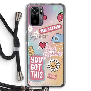 CaseCompany Positivity: Xiaomi Redmi Note 10 Pro Transparant Hoesje met koord