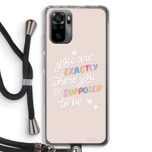 CaseCompany Right Place: Xiaomi Redmi Note 10 Pro Transparant Hoesje met koord