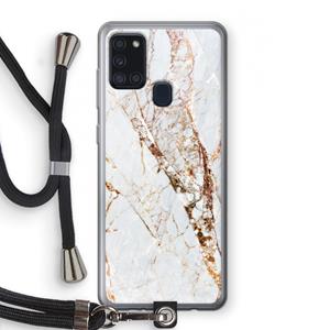 CaseCompany Goud marmer: Samsung Galaxy A21s Transparant Hoesje met koord