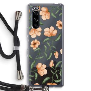 CaseCompany Peachy flowers: Sony Xperia 5 Transparant Hoesje met koord