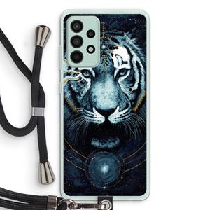 CaseCompany Darkness Tiger: Samsung Galaxy A52s 5G Transparant Hoesje met koord