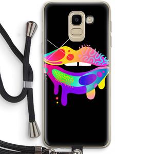 CaseCompany Lip Palette: Samsung Galaxy J6 (2018) Transparant Hoesje met koord