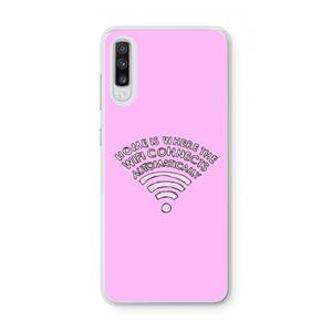 CaseCompany Home Is Where The Wifi Is: Samsung Galaxy A70 Transparant Hoesje