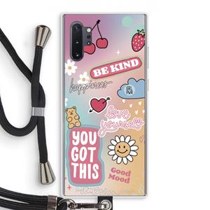 CaseCompany Positivity: Samsung Galaxy Note 10 Plus Transparant Hoesje met koord