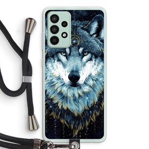 CaseCompany Darkness Wolf: Samsung Galaxy A52s 5G Transparant Hoesje met koord