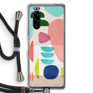 CaseCompany Bold Rounded Shapes: Sony Xperia 5 Transparant Hoesje met koord