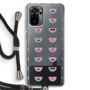 CaseCompany Smiley watermeloenprint: Xiaomi Redmi Note 10 Pro Transparant Hoesje met koord