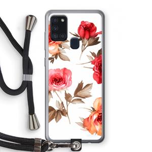 CaseCompany Roosjes: Samsung Galaxy A21s Transparant Hoesje met koord