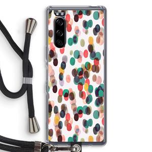 CaseCompany Tropical Dots: Sony Xperia 5 Transparant Hoesje met koord