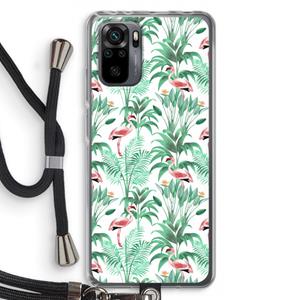 CaseCompany Flamingo bladeren: Xiaomi Redmi Note 10 Pro Transparant Hoesje met koord