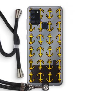 CaseCompany Musketon Anchor: Samsung Galaxy A21s Transparant Hoesje met koord