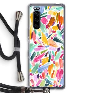 CaseCompany Watercolor Brushstrokes: Sony Xperia 5 Transparant Hoesje met koord