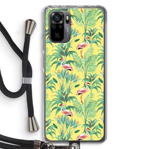CaseCompany Flamingo party: Xiaomi Redmi Note 10 Pro Transparant Hoesje met koord