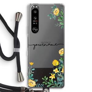 CaseCompany Gele bloemen: Sony Xperia 1 III Transparant Hoesje met koord